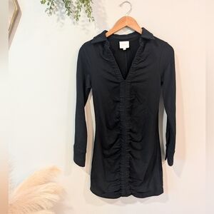 Sundays By Wear Sundays Black Ruched Button Down Dress Sz Xs